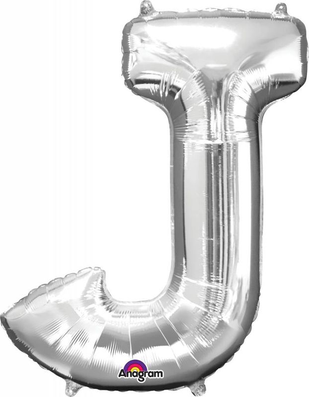 Silver Letter J Mylar 34&quot; Balloon