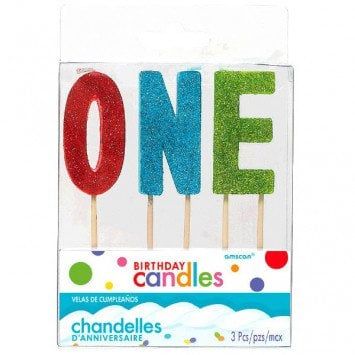 &quot;O-N-E&quot; Glitter Candles