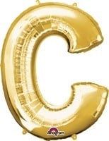 Gold Letter C Mylar 34&quot; Balloon