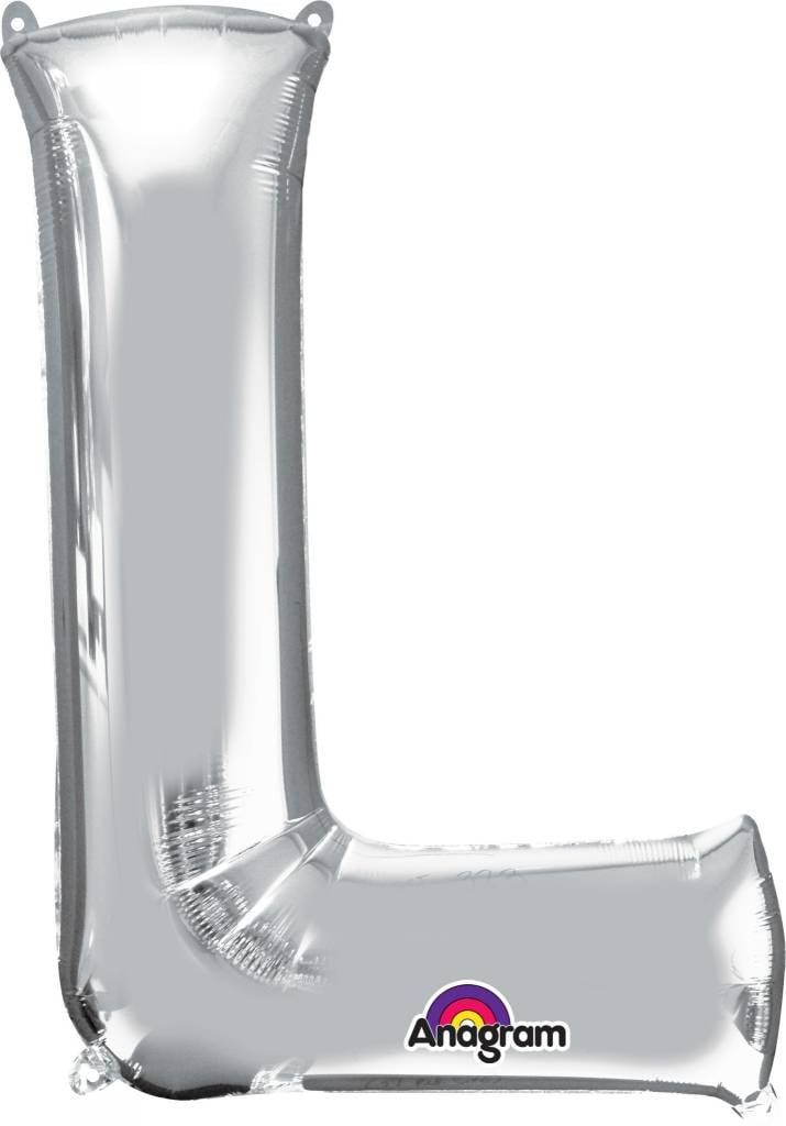 Silver Letter L Mylar 34&quot; Balloon