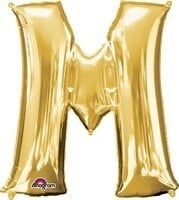 Gold Letter M Mylar 34&quot; Balloon