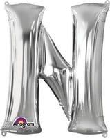 Silver Letter N Mylar 34&quot; Balloon