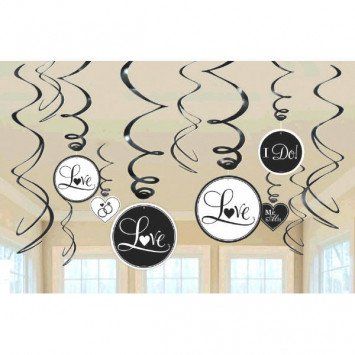 Wedding Foil Swirl Decorations  Black