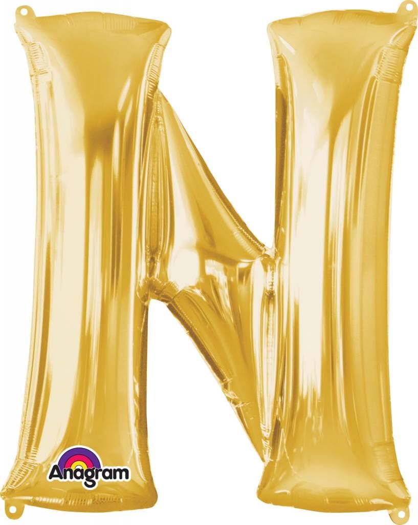 Gold Letter N Mylar 34&quot; Balloon