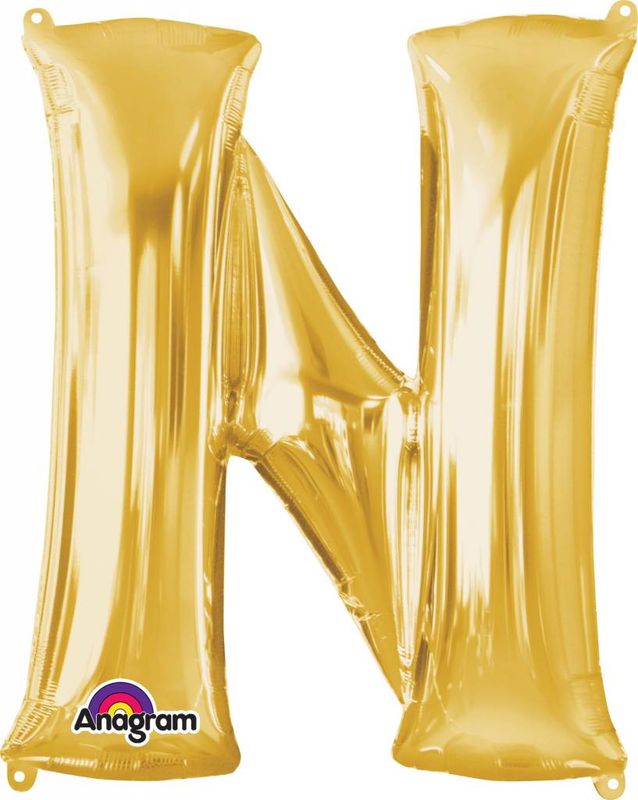 Gold Letter N Mylar 34&quot; Balloon