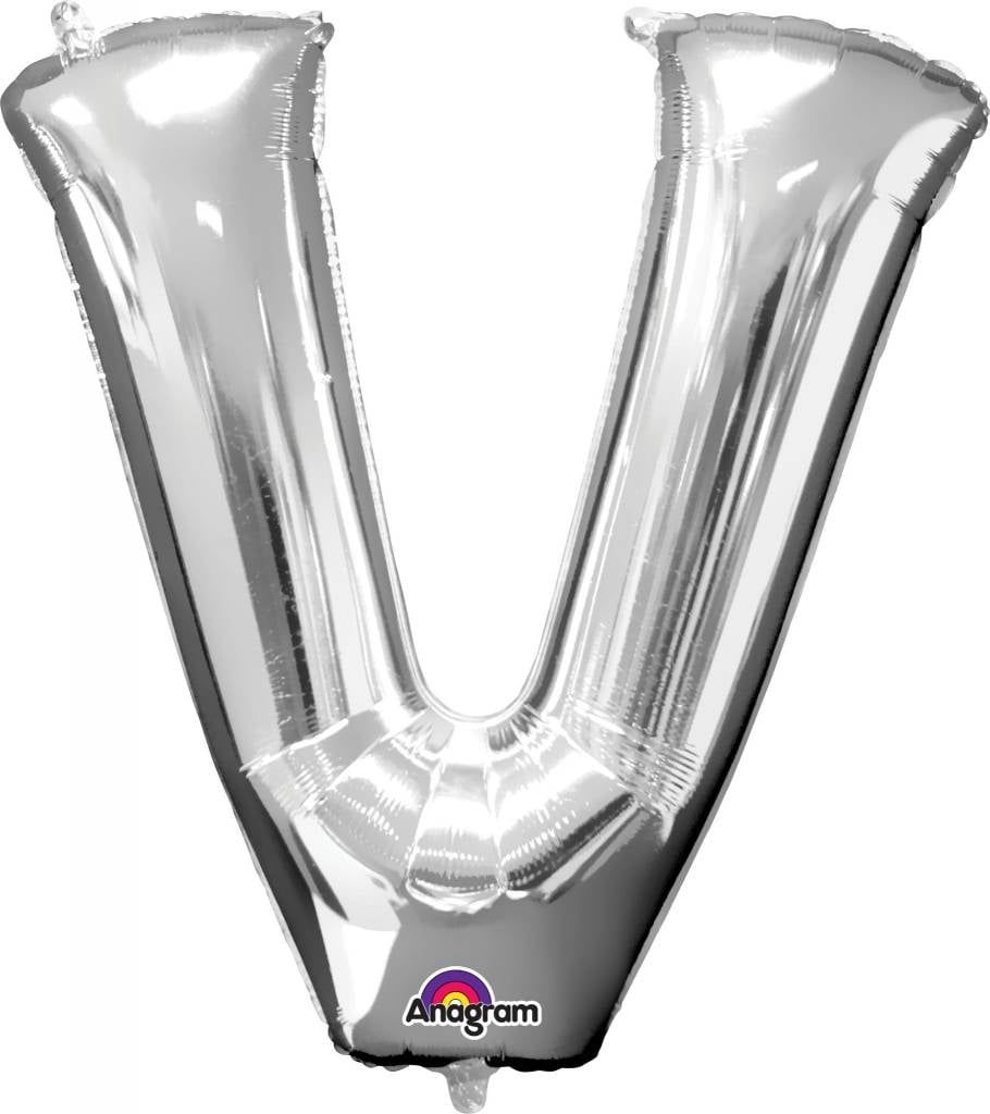 Silver Letter V Mylar 34&quot; Balloon