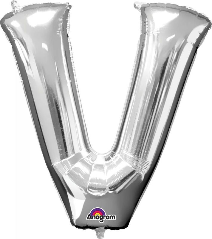 Silver Letter V Mylar 34&quot; Balloon