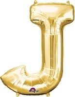 Gold Letter J Mylar 34&quot; Balloon