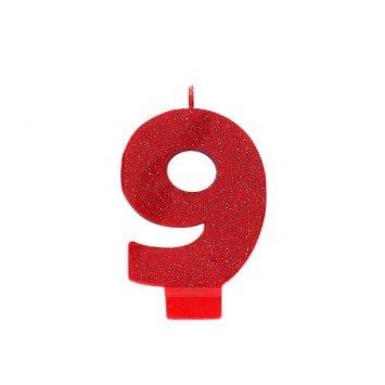 #9 Glitter Candle Red