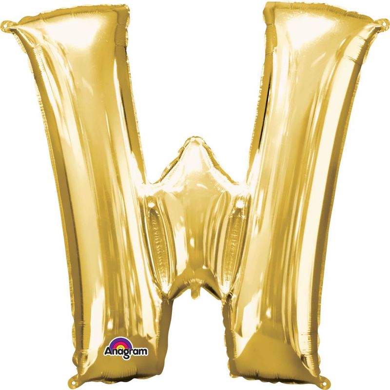 Gold Letter W Mylar 34&quot; Balloon