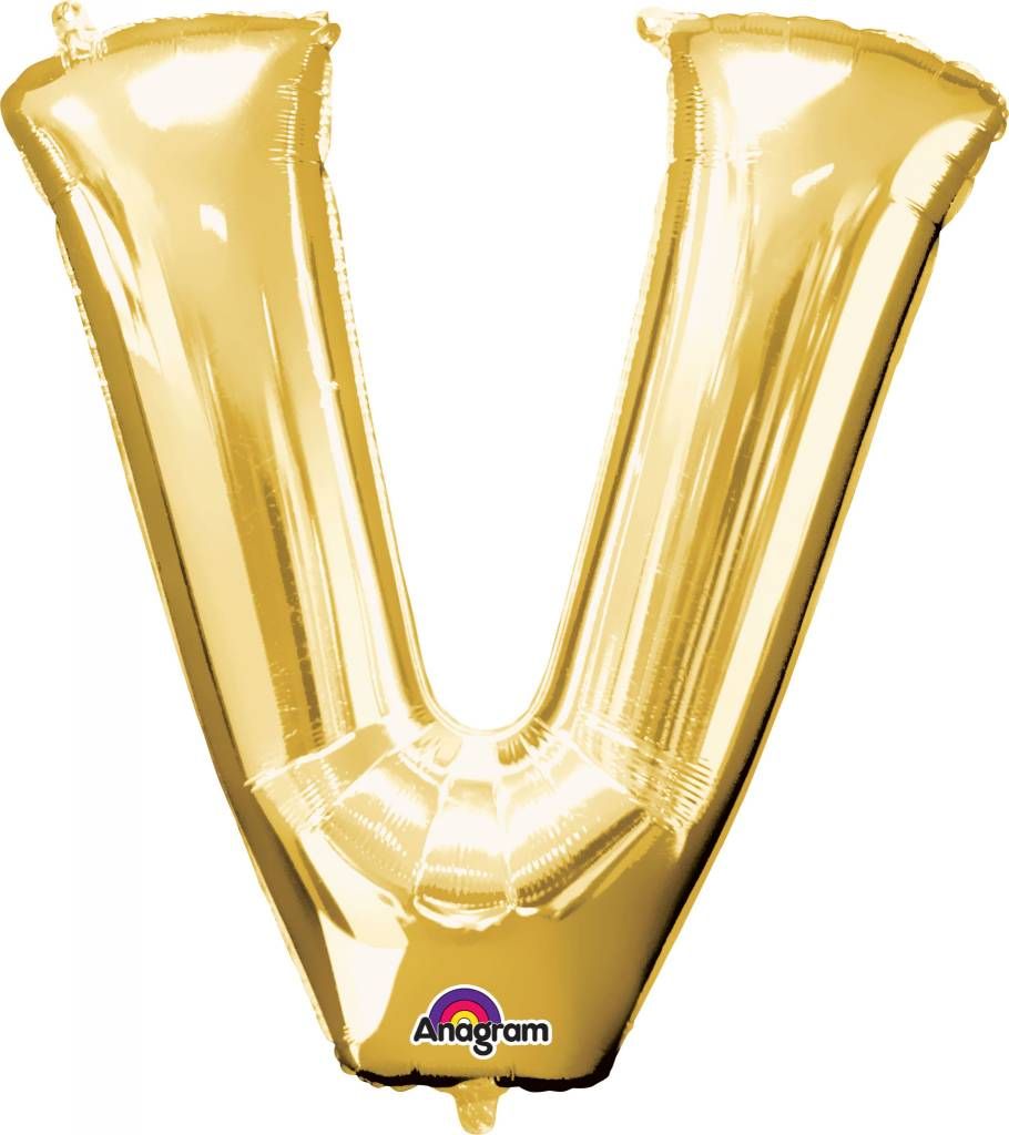 Gold Letter V Mylar34&quot; Balloon