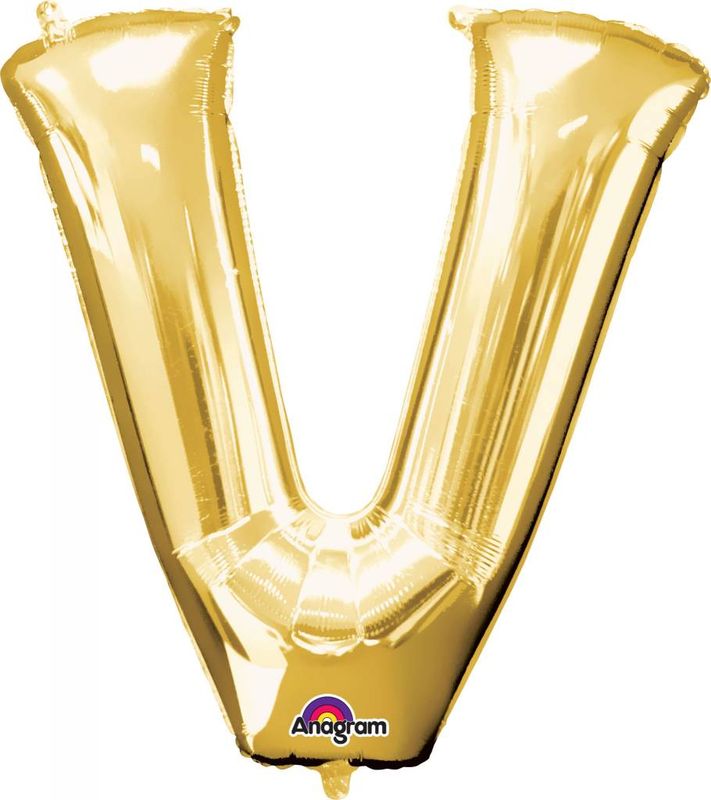 Gold Letter V Mylar34&quot; Balloon