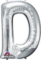 Silver Letter D Mylar 34&quot; Balloon