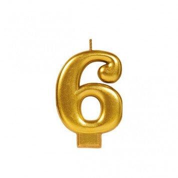Numeral Metallic Candle #6 - Gold