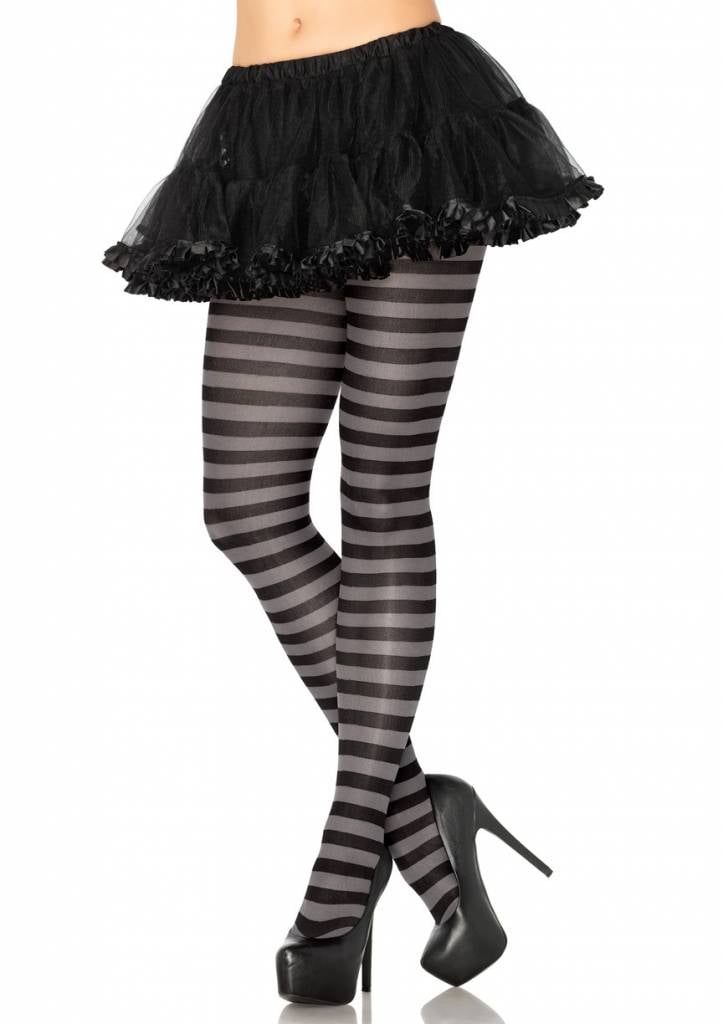 Black &amp; Grey Striped Pantyhose