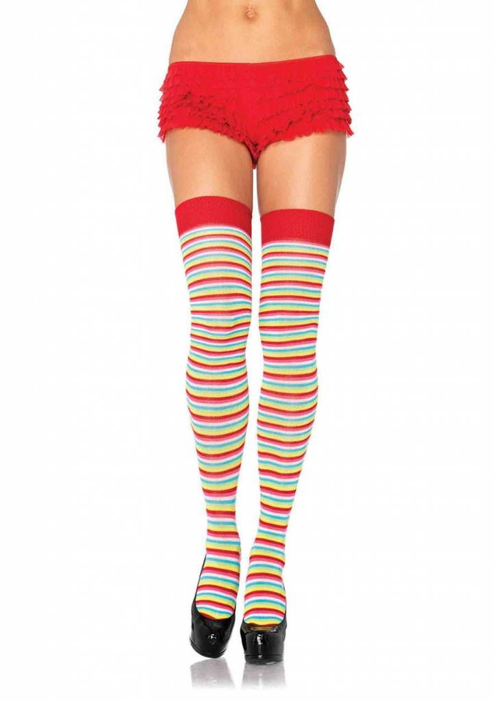 Mini Stripe Rainbow Thigh High Socks