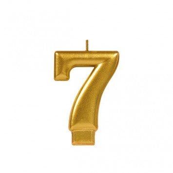 Numeral Metallic Candle #7 - Gold