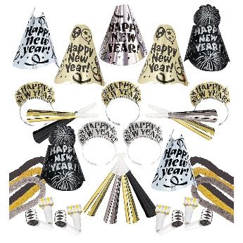 New Years Evening Sparkle New Years Kit For 50 Black /Silver/Gold