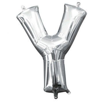 Air-Filled Letter &quot;Y&quot;- Silver 14&quot; Balloon (Will Not Float)