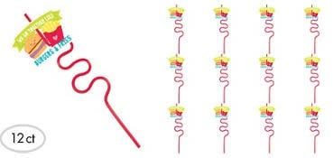 Burger &amp; Fries Valentine Exchange Card with Krazy Straws (12)