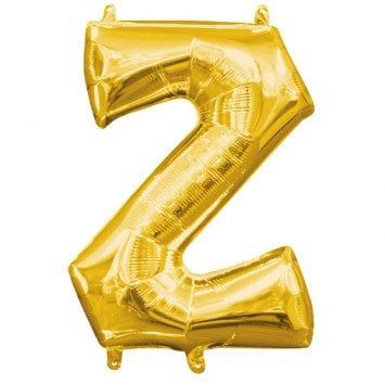 Air-Filled Letter &quot;Z&quot;- Gold 14&quot; Balloon (Will Not Float)