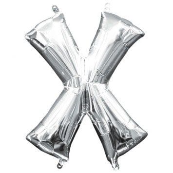 Air-Filled Letter &quot;X&quot;- Silver 14&quot; Balloon (Will Not Float)