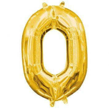 Air-Filled Number &quot;0&quot;- Gold 14&quot; Balloon (Will Not Float)