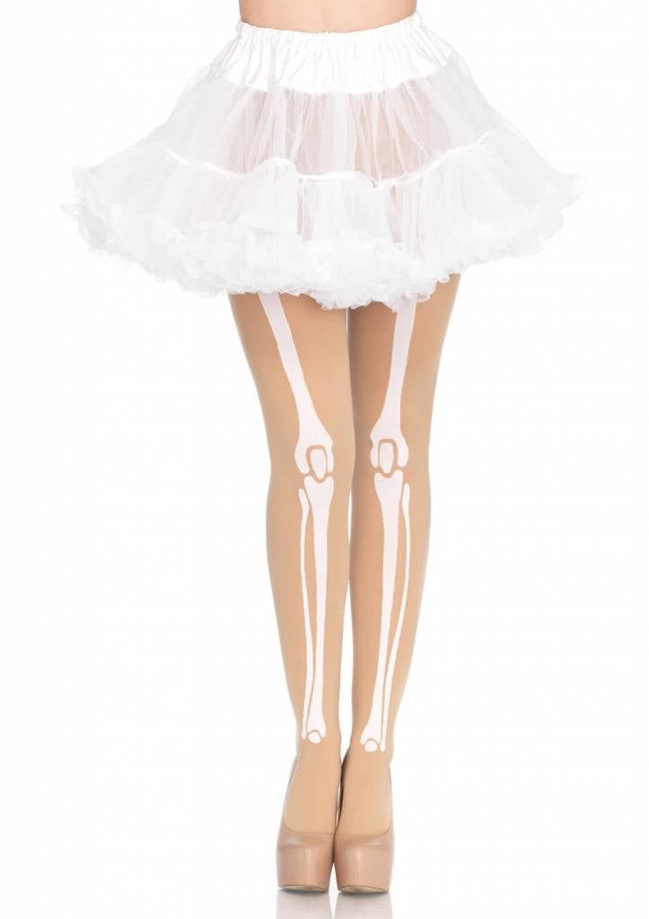 White Skeleton Bone Print Pantyhose