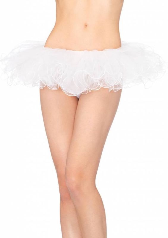 White Tulle Tutu With Swirl Edge Finish