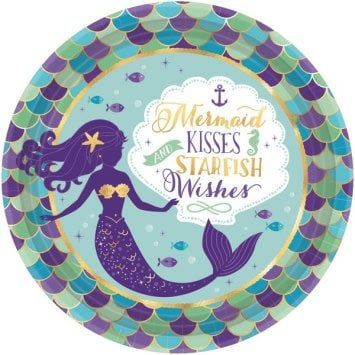 Mermaid Wishes Metallic Round Plates 9&quot; (8)