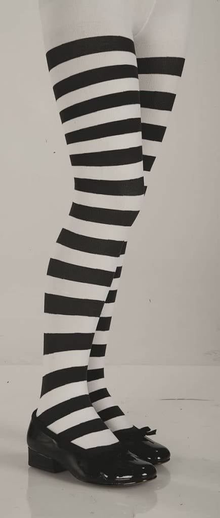 Black And White Striped Pantyhose (Child Size)