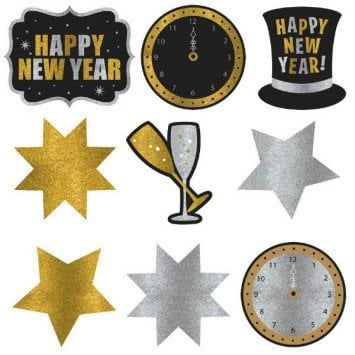 New Year&#39;s Glitter Paper Assorted Cutouts