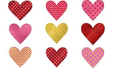 Glitter Dot &amp; Chevron Heart Cutouts (9)