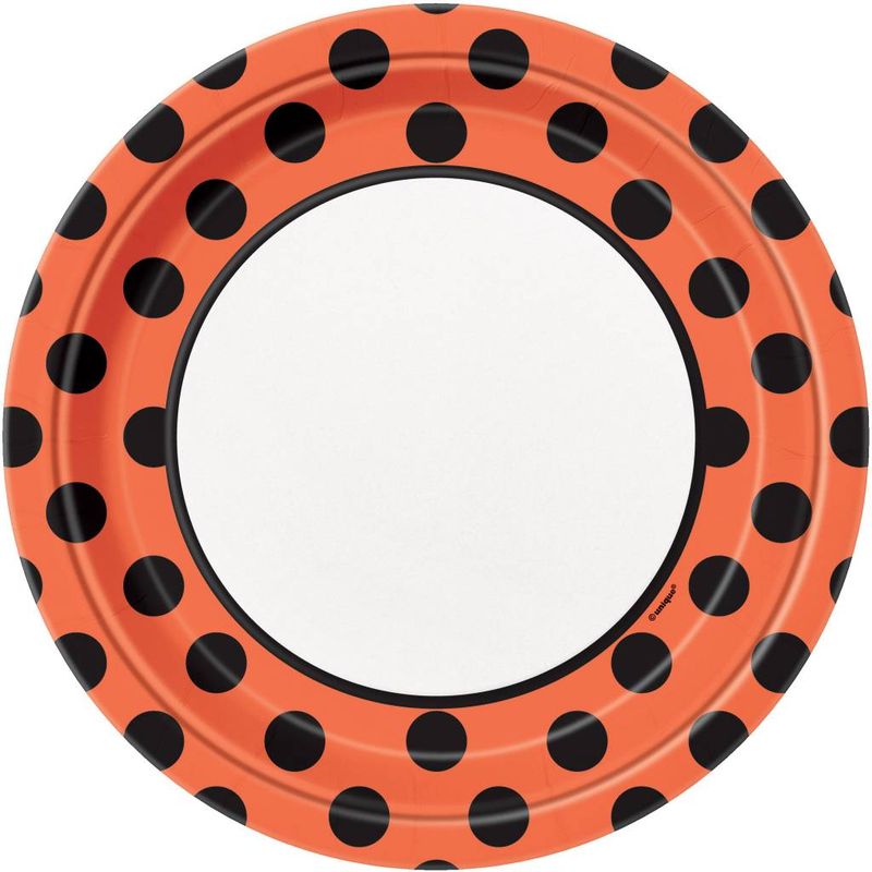 Orange &amp; Black Dots 9&quot; Plates (8)