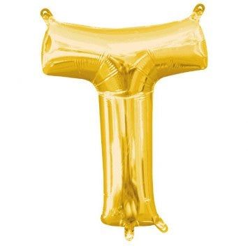 Air-Filled Letter &quot;T&quot;- Gold 14&quot; Balloon (Will Not Float)