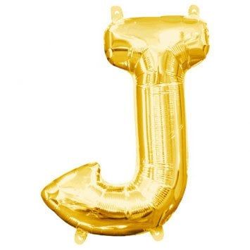 Air-Filled Letter &quot;J&quot;- Gold 14&quot; Balloon (Will Not Float)