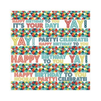 Birthday Triangles Printed Jumbo Gift Wrap 16&#39; x 30&quot;