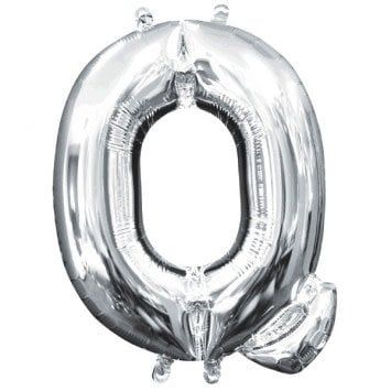 Air-Filled Letter &quot;Q&quot;- Silver 14&quot; Balloon (Will Not Float)