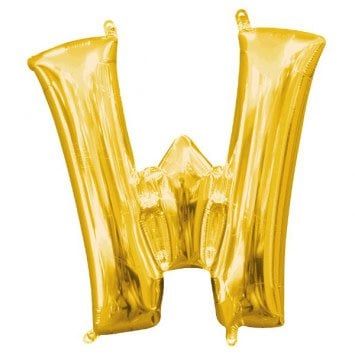 Air-Filled Letter &quot;W&quot;- Gold 14&quot; Balloon (Will Not Float)