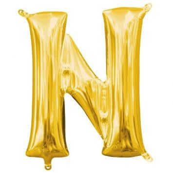 Air-Filled Letter &quot;N&quot;- Gold 14&quot; Balloon (Will Not Float)