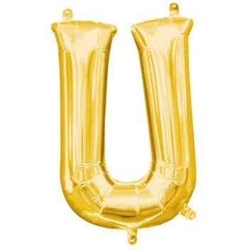 Air-Filled Letter &quot;U&quot;- Gold 14&quot; Balloon (Will Not Float)