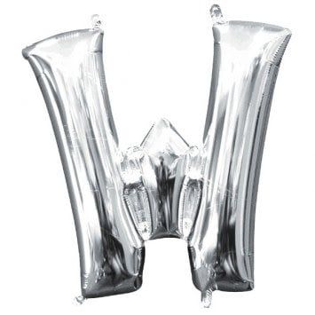 Air-Filled Letter &quot;W&quot;- Silver 14&quot; Balloon (Will Not Float)