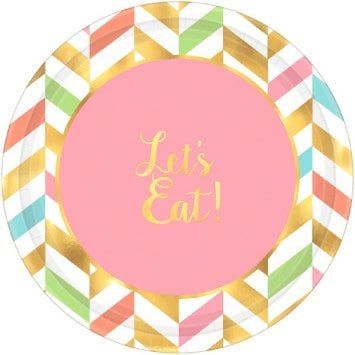 Eat, Drink &amp; Be Happy! Metallic Round Plates, 7&quot; (8)