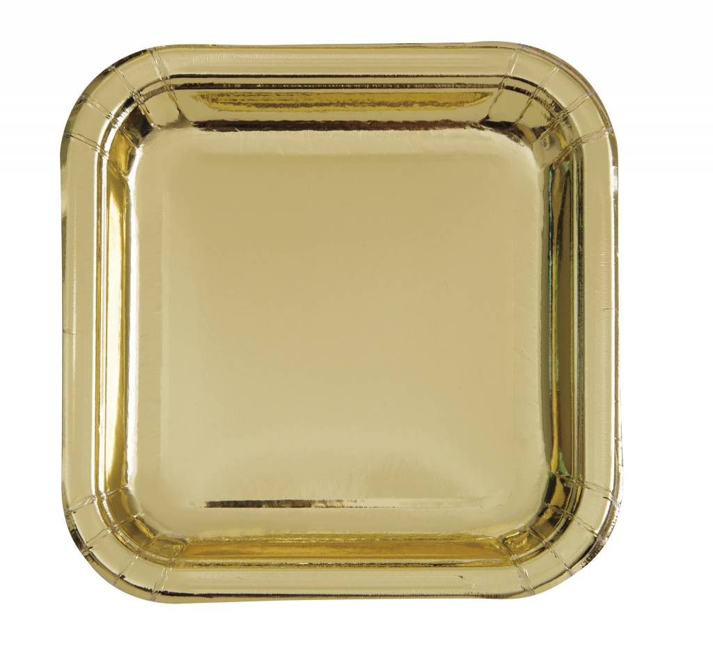 Gold Metallic Square  9&quot; Plates (8)