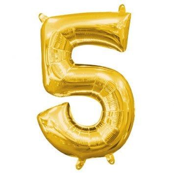 Air-Filled Number &quot;5&quot;- Gold 14&quot; Balloon (Will Not Float)