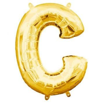 Air-Filled Letter &quot;C&quot;- Gold 14&quot; Balloon (Will Not Float)