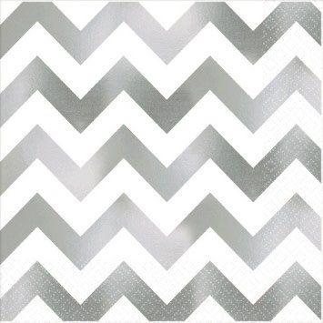 Silver Chevron Luncheon Napkins, Hot Stamp (16)