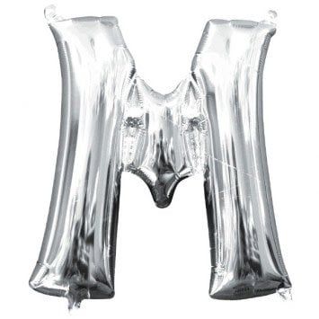 Air-Filled Letter &quot;M&quot;- Silver 14&quot; Balloon (Will Not Float)