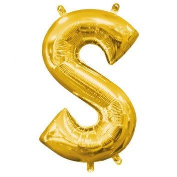 Air-Filled Letter &quot;S&quot;- Gold 14&quot; Balloon (Will Not Float)