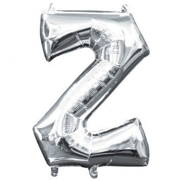 Air-Filled Letter &quot;Z&quot;- Silver 14&quot; Balloon (Will Not Float)